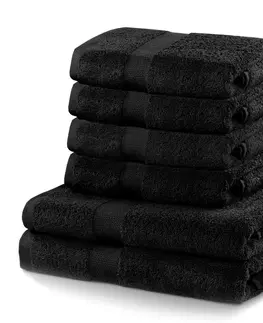 Ručníky Sada 2 osušek a 4 ručníků DecoKing Ginna černé, velikost 2*70x140+4*50x100