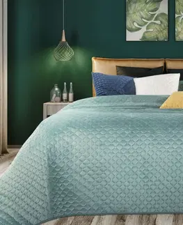 Jednobarevné přehozy na postel Elelgantný mentolový přehoz na postel