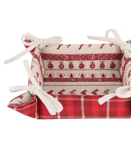 Chlebníky Textilní košíček na pečivo Nordic Christmas - 35*35*8 cm Clayre & Eef NOC47