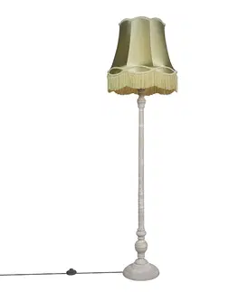 Stojaci lampy Retro stojací lampa šedá se zeleným odstínem Granny - Classico
