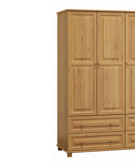 Šatní skříně Skříň 3D BHAGIRA 3, šíře 120 cm, masiv borovice, moření: olše