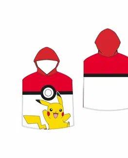 Ručníky Dětské pončo Pokémon Pokéball a Pikachu, 50 x 115 cm