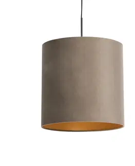 Zavesna svitidla Závěsná lampa s velurovým odstínem taupe se zlatem 40 cm - Combi