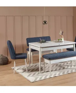 Jídelní sestavy Jídelní set stůl, židle VINA bílý, modrý