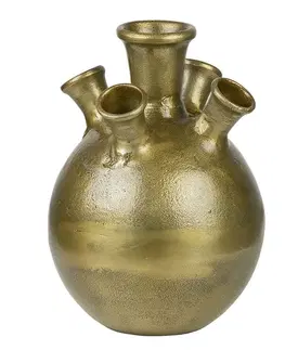 Dekorativní vázy Bronzová antik kovová raw váza Tulip - 20*20*28cm Mars & More ABTVG22