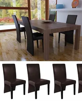 Židle Jídelní židle 4 ks umělá kůže / dřevo Dekorhome Šedá