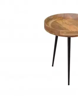 Luxusní a designové příruční stolky Estila Stylový retro kruhový příruční stolek Tamworth I v hnědé barvě 45cm