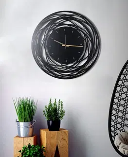 Hodiny Hanah Home Nástěnné hodiny Lines 50 cm černé