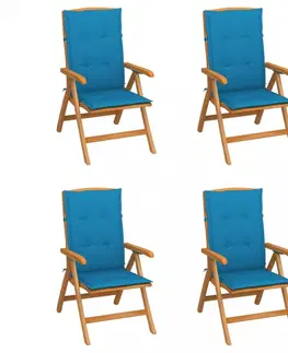 Zahradní židle Zahradní židle 4 ks teak / látka Dekorhome Světle modrá