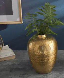 Luxusní a designové vázy a láhve Estila Designový set dvou zlatých váz Mumbai v orientálním stylu z kovu s kladívkovým vzorem
