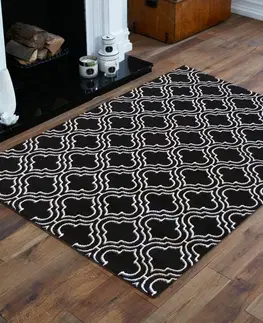 Skandinávské koberce Kvalitní skandinávský koberec v černé barvě s bílým vzorem