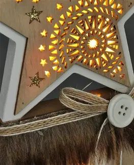 LED osvětlení na baterie Solight vánoční LED dřevěná dekorace, hvězda, 2x AA 1V237
