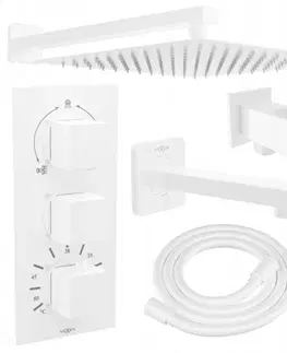 Sprchy a sprchové panely MEXEN/S Cube DR02 podomítkový vanový SET s vytokovou hubicí + slim sprcha 30 cm, bílá 77503DR0230-20