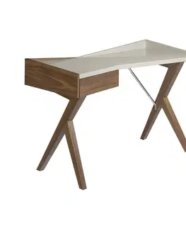 Stylové a luxusní pracovní a psací stoly Estila Nadčasový psací stůl Vita Naturale hnědý s šedou deskou 120cm