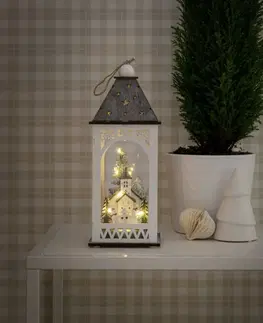 Vánoční vnitřní dekorace Konstsmide Christmas LED dekorační lucerna s kostelem v zimě