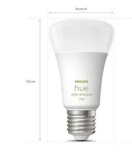 LED žárovky PHILIPS HUE Hue Bluetooth LED White Ambiance set 3ks žárovek Philips + Hue Bridge + Hue Switch 8719514291232 E27 A60 8W 1100lm 2200-6500K stmívatelné
