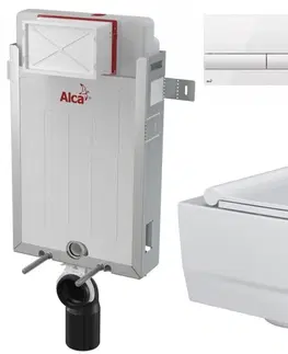 WC sedátka ALCADRAIN Renovmodul předstěnový instalační systém s bílým tlačítkem M1710 + WC MYJOYS MY2 + SEDÁTKO AM115/1000 M1710 MY2
