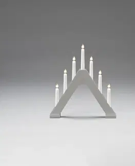 Svícny Konstsmide Christmas Dřevěný svícen, 7 plamenů, výška 34 cm, šedý