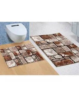 Koberce a koberečky Bellatex Koupelnová sada bez výkroje Kamenná dlažba, 60 x 100 cm, 60 x 50 cm