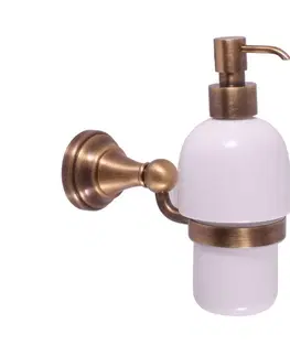 Dávkovače mýdla SLEZAK-RAV Dávkovač tekutého mýdla keramika, stará mosaz (bronz)  Koupelnový doplněk MORAVA RETRO, Barva: stará mosaz MKA0303SM