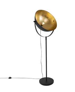 Stojaci lampy Průmyslová stojací lampa černá 50 cm se zlatem nastavitelná - Magnax