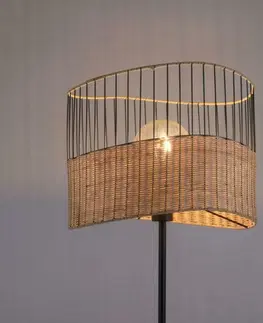 Retro stojací lampy LEUCHTEN DIREKT is JUST LIGHT Stojací svítidlo z kovu a dřeva v rustikálním vintage designu