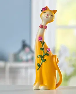 Dekorační figurky Kočka s květinovým úponkem