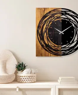Nástěnné hodiny Nástěnné kovové hodiny KRUH 58 cm dřevo