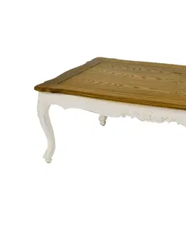 Designové a luxusní konferenční stolky Estila Luxusní provence konferenční stolek Preciosa v krémově bílé barvě s vyřezávaným zdobením 130cm