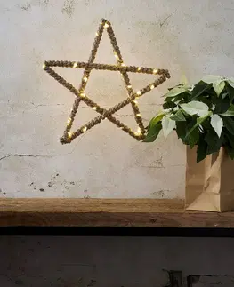 Vánoční světelná hvězda STAR TRADING Jutta LED dekorační hvězda s jutovým lankem