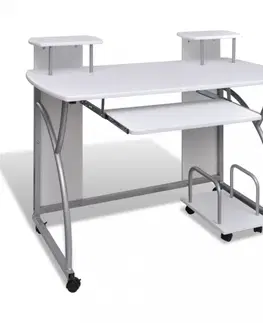 PC stoly Počítačový stůl DTD / kov Dekorhome Bílá