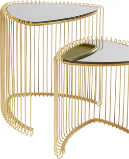 Odkládací stolky KARE Design Odkládací stolek Wire Triangle - zlatý (set 2 kusů)