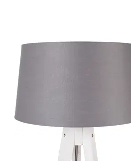 Stojaci lampy Moderní stativ bílý s lněným odstínem tmavě šedá 45 cm - Tripod Classic