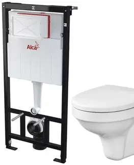 WC sedátka ALCADRAIN Sádromodul předstěnový instalační systém bez tlačítka + WC CERSANIT DELFI + SEDÁTKO AM101/1120 X DE1
