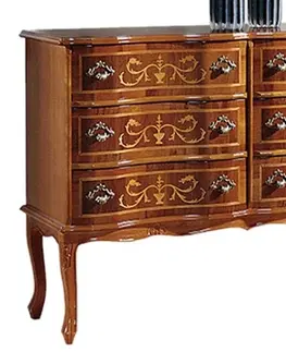 Designové komody Estila Luxusní rustikální komoda Clasica z masivního dřeva se šesti šuplíky s ornamentálním zdobením 110cm