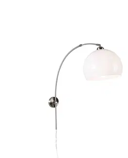 Nastenna svitidla Chytrá nástěnná ocelová oblouková lampa s bílým stínidlem včetně Wifi A60 - Luk