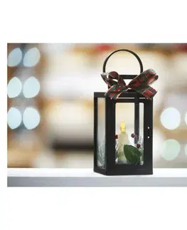 LED osvětlení na baterie EMOS LED dekorace - vánoční lucerna se svíčkou černá, 20 cm, 3x AAA, vnitřní, vintage DCLV14