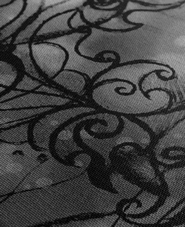 Černobílé obrazy Obraz květinová Mandala v černobílém provedení