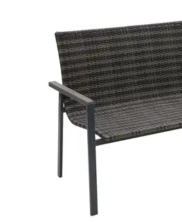 Zahradní židle a křesla Zahradní ratanová lavice CALVIN 947 (šedá)