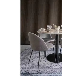 Jídelní stoly Norddan Kulatý jídelní stůl Kane 110 cm imitace mramoru / černý