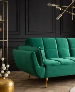 Luxusní a designové sedačky Estila Art-deco designová sedačka Rimadea v smaragdových barvě 215cm