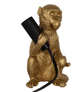 Lampy Zlatá stolní lampa opice Monkey - 11*12*17 cm E14/max 1*40W Clayre & Eef 6LMP781