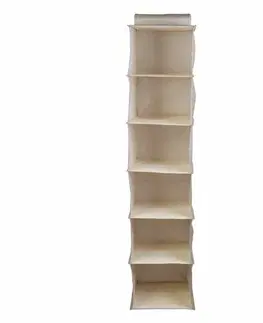 Úložné boxy Compactor Závěsný organizér na oblečení Sandy 30 x 30 x 105 cm, 6 polic, béžová