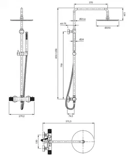 Sprchy a sprchové panely OMNIRES CONTOUR termostatický sprchový sloup antracit /AT/ CT8044AT