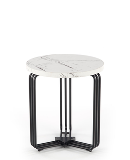 Konferenční stolky Konferenční stolek DILMA-S, bílý mramor/černá