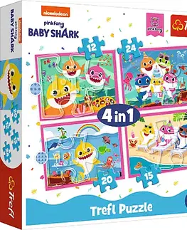 Hračky puzzle TREFL - Puzzle 4v1 - Žraločí rodina / Viacom Baby Shark