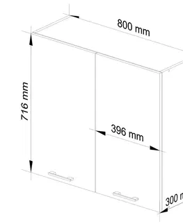 Kuchyňské dolní skříňky Ak furniture Závěsná kuchyňská skříňka Olivie W 80 cm bílá/grafit