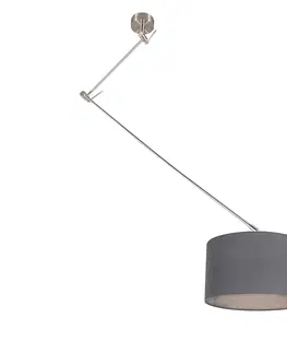 Zavesna svitidla Závěsná lampa ocelová se stínidlem 35 cm tmavě šedá nastavitelná - Blitz I.