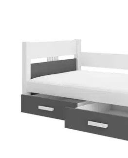 Postele ArtAdrk Jednolůžková postel BIBI | 80 x 180 cm Barva: Bílá / antracit