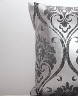 Dekorační povlaky na polštáře Stříbrný luxusní povlak na polštář s ornamenty šedé barvy k přehozu